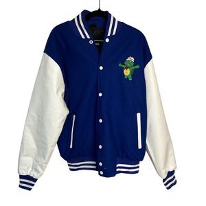 Unbranded Blue Varsity Jacket L Unisex Embroidered Turtle Retro Wool Leathet New